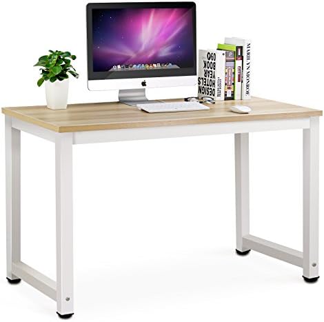 Tribesigns Computer Desk, 47 inch Modern Simple Office Desk Computer Table Study Writing Desk for Home Office, Light Walnut by Tribesigns