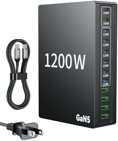 1200W USB C Charger Block Fast 12 Port MacBook Pro Charging Station by Unknown