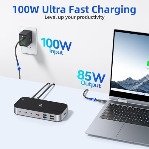 LIONWEI Laptop Docking Station,16 in 1 USB C Docking Station Triple Monitor - Image 6