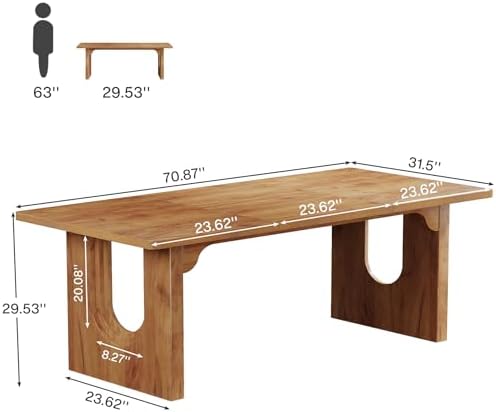 Tribesigns Modern Executive Desk, 70.9" Large Office Computer Desk, Conference Table Meeting Room Table, Simple Workstation Business Furniture for Home Office, Brown - Image 2