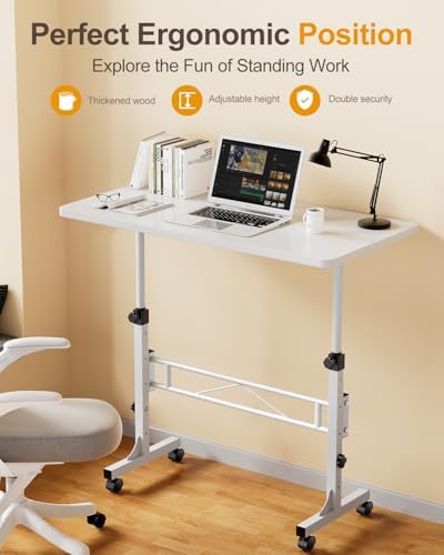Small Standing Desk Adjustable Height,Mobile Stand Up Desk with Wheels - Image 2