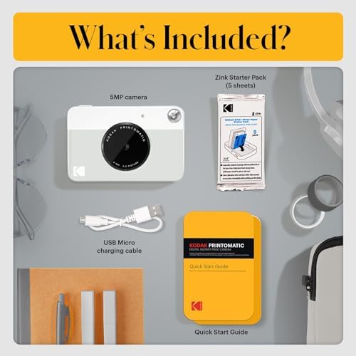 KODAK Printomatic Full-Color Instant Print Digital Camera, Zink 2x3" (5.1x7.5 cm) Sticky-Back Photo Paper, 5MP, Portable, Creative Fun Gift for Birthday, Christmas, Holiday, Grey - Image 3