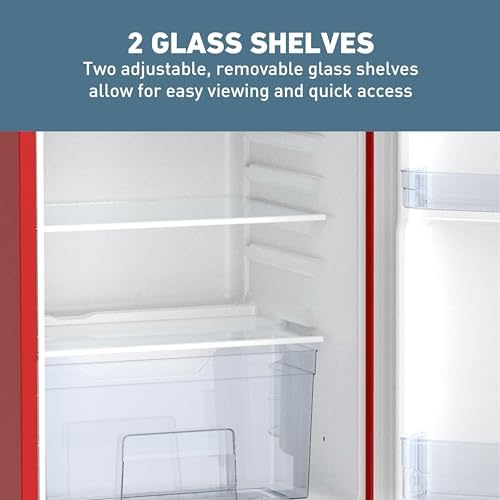 West Bend Mini Fridge for Bedroom, Office, Bar or College Dorm Room, Retro Compact Refrigerator features single door, removable glass shelves and adjustable temperature control, 3.0-Cu.Ft., Red - Image 6