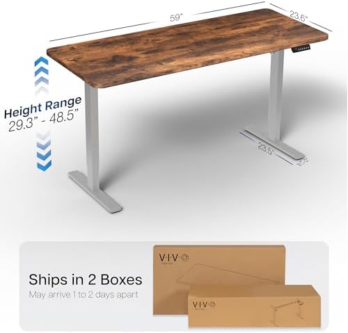 VIVO Rustic Vintage Brown 60 x 24 in Standing Desk, DESK-KIT-1G6N - Image 3