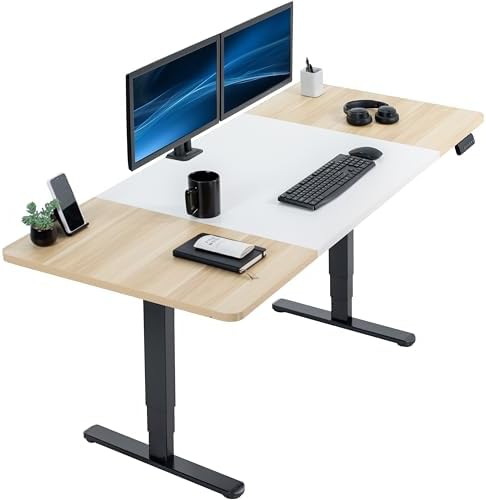 VIVO White/Light Wood 71 x 30 in Standing Desk, DESK-KIT-2B7WC by VIVO