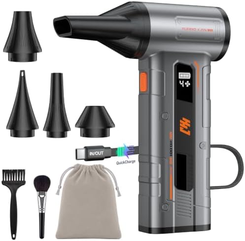 HHJ BC07 Electric Air Duster, 150,000 RPM, 20W PD Fast Charging, 30W Power Output, 4 Speeds & 5 Nozzles, LED＆SOS Light, Compressed Air Duster Alternative for PC, Keyboard, Car, Home & Outdoor by RoamFarRestoreWhereYouAre