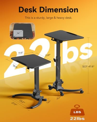 JOY worker Foldable Laptop Desk on Wheels, Adjustable Mobile Standing Desk - Image 2