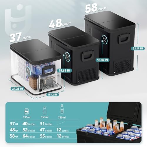 EUHOMY 48QT 12 Volt Refrigerator,Dual Zone -4℉~68℉ Portable Freezer for Car - Image 7