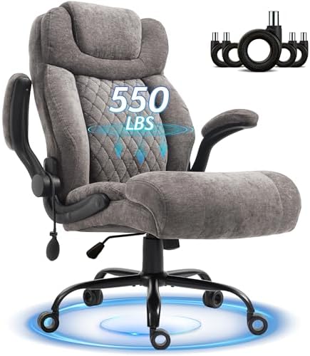 Office Chair, Big and Tall Executive Chair with Air-Lumbar Support, Breathable Desk Computer Chair with Adjustable Flip-up Armrests, Wide Cushion Seat Swivel Home Office Chair by Unknown
