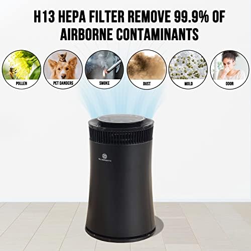 Air Purifier for Home Large Room – 5-in-1 HEPA Filter System, Covers Up to 500 Sq Ft for New Home for Allergies, Pets, Smoke, Remove Dust & Odor, Quiet, High Filtration Efficiency – SILVERONYX, Black - Image 3