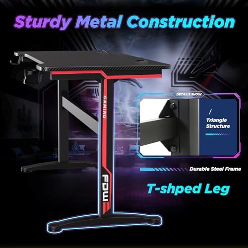 FDW 47 Inch Gaming Desk with Large Desktop Computer Desk Student PC Desk Extra Large Modern Ergonomic Racing Style Table Workstation for Adult Teens,Black - Image 5