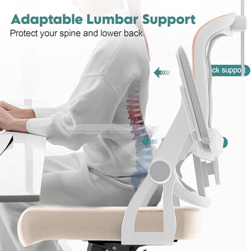 Monhey Ergonomic Office Chair, 90°-125° Tilt Back Home Desk Chair with 360° Swivel & Mute Wheels, High Back Mesh Computer Chair for Adults with Lumbar Support, 330 LBS Capacity (05Khaki) - Image 3
