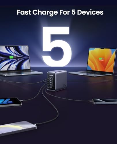 UGREEN Nexode 300W GaN Charging Station, 5-Port 140W Max Desktop Charger Compatible with MacBook Pro/Air/Neo, Dell XPS, iPhone 17/16/15, Galaxy S26/S25/S24, Pixel 10/9, iPad Air/Pro, Steam Deck - Image 3