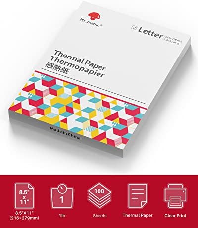 Phomemo 100 Sheets Thermal Paper 8.5 x 11 Inch & Upgraded M08D Thermal Inkless Portable Printer - Image 5