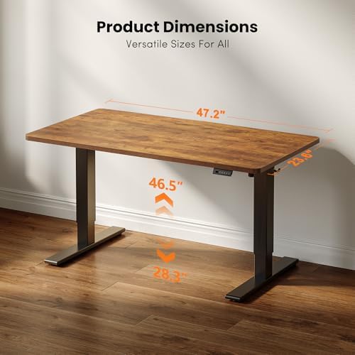 CubiCubi 48 x 24 Electric One-Piece Standing Desk, Rustic Brown - Image 2