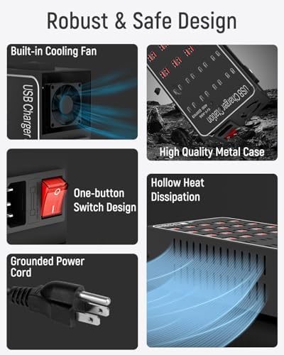 60 Port 300W(60A) USB Charging Station, Multi USB C Charger Station Block with Intelligent Protection, Desktop Charging Station for Multiple Devices, Suitable for Schools, Hotels, Shops and Malls - Image 6