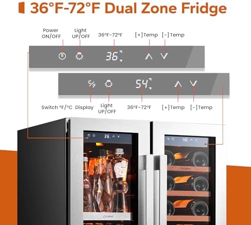 Ca'Lefort 24 Inch Wine & Beverage Fridge, Dual Zone Built-In Wine Cooler - Image 2