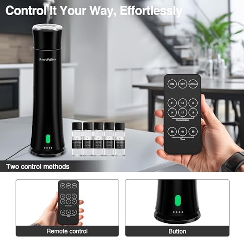 Hotel Scent Diffuser Starter Kit - 1500 Sq Ft Coverage, Premium Plastic Essential Oil Diffuser, Waterless Diffuser for Home, Hotel, Office, 5 Scent Essential Oils Included, Large Room, Black, 11In - Image 5