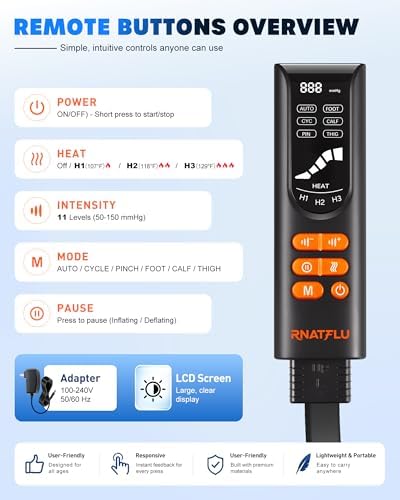 Air Compression Leg Massager with Heat for Circulation, Pain Relief - Image 5