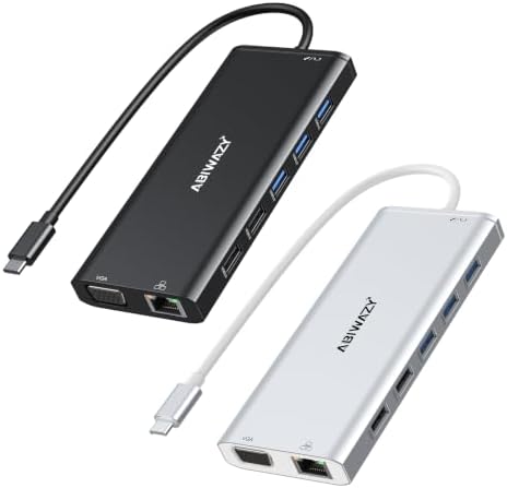 USB C Docking Station Dual Monitor Triple Display Hub Multiple Adapter by ABIWAZY