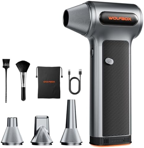 WOLFBOX MF200 Compressed Air Duster, Removable Battery, Car Cleaning, Home by WOLFBOX