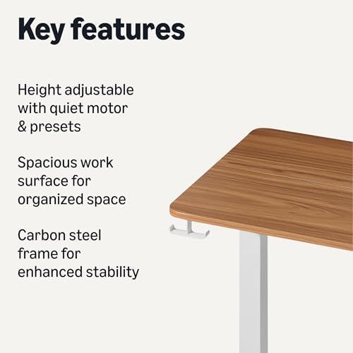 Amazon Basics Electric Standing Desk, Height Adjustable Home Office Desk with Quiet Motor and Multiple Presets, White/Oak Effect - Image 3