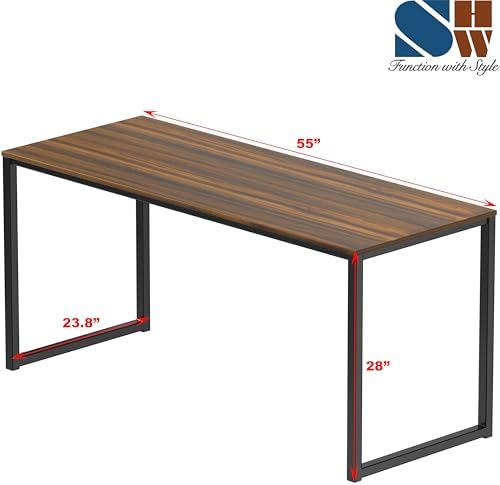 SHW Mission 55-Inch Home Office Computer Desk, Walnut - Image 3