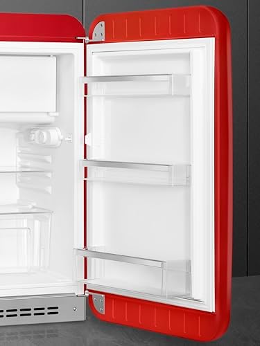 Smeg FAB10 50's Retro Style Aesthetic Refrigerator with 4.48 Cu Total Capacity, 2 Glass Shelves, LED Internal Light, 22-Inches, Red Right Hand Hinge. FAB10URRD3 Made In Italy - Image 3