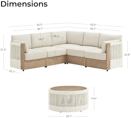 CHITA Modular Acacia Outdoor Furniture Set 6 Piece, Patio Conversation Set - Image 3