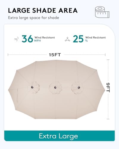 SERWALL HDPE Dining Set with Umbrella, Outdoor Dining Set for 6, Coffee - Image 2
