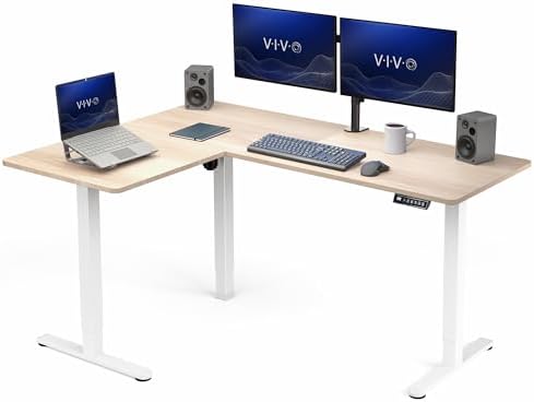 VIVO Light Wood 63 x 47 in Corner Standing Desk, DESK-E3CTWC-47 by VIVO