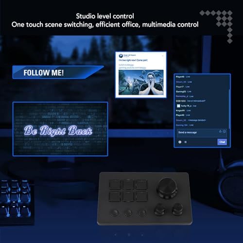 Stream Deck, Visual Keyboard for Live Streaming, 6 Macro LCD Key Keyboard with Knobs, Customizable Keys for Photo and Video Editing (Black) - Image 2