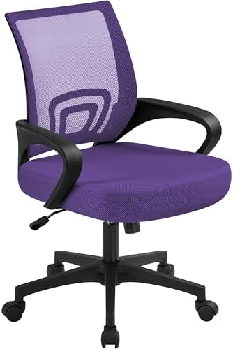 Yaheetech Mid Back Mesh Computer Office Desk Chair Adjustable Swivel, Purple by Yaheetech