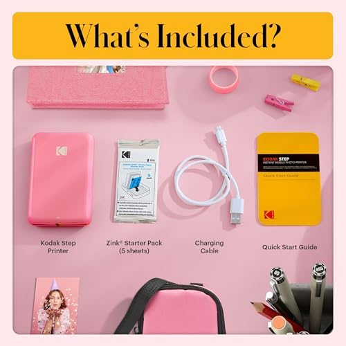 Kodak Step Instant Smartphone Photo Printer - 75 Sheets Bundle - Portable Mini Color Wireless Mobile Printer - Zink 2x3” Sticky-Back Photos - Bluetooth Compatible with Smart Devices - Fun App -Pink - Image 3