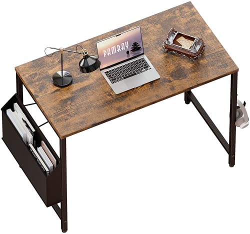 Pamray 32 Inch Computer Desk for Small Spaces with Storage Bag, Home Office Work Desk with Headphone Hook, Small Office Desk Study Writing Table by PAMRAY