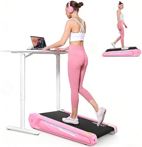 FUNMILY Smallest Walking Pad with 5% Incline, 2 in 1 Under Desk Treadmill for Home Office, 2.5 HP Mini Compact Walking Treadmill, Installation-Free/300lbs Weight Capacity/Unique Lighting Design by FUNMILYSportsFitnessCardioTraining