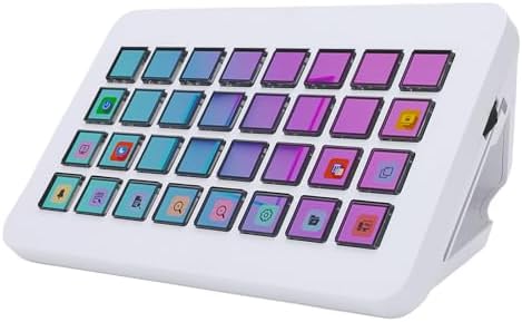 Stream Controller Deck, Macro Keypad with 32 Programmable Keys, Customizable Visual Touch Pad, for Content Creators, Streaming Gaming (White) by Wisoqu