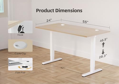 YDN 55 x 24 Inch Nature Electric Standing Desk - Image 3