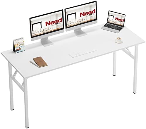 Need Home Office Desk - 62 Inches Large Computer Desk Sturdy Black Table Foldable Desk Gaming Computer Table No Assembly Required AC5DW(157.5 * 60) by Need