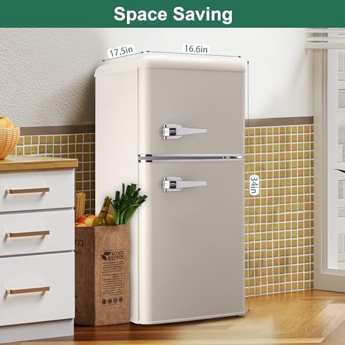 Retro Mini Fridge with Freezer 4.0 Cu. Ft, Small Refrigerator Dual Door - Image 4