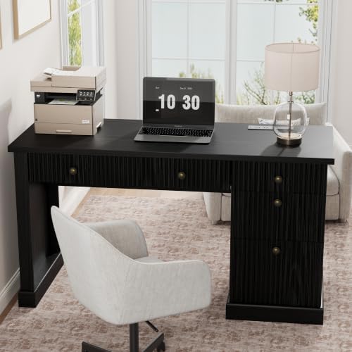Garvee 54" Fluted Home Office Desk with File Drawer for Home Office by Garvee