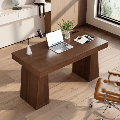 55" Executive Desk with Power Outlet, Storage Cabinet - Image 4