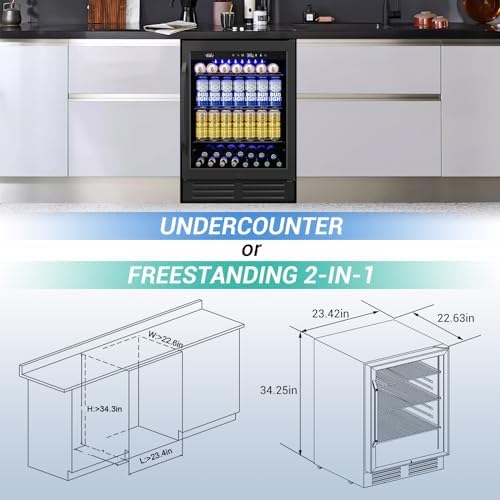 Velivi 24'' Beverage Refrigerator Under Counter Built-In and Drink Fridge - Image 6