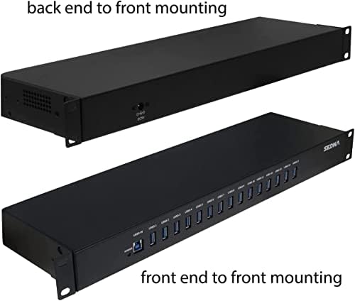SEDNA - 15 Port USB 3.1 Gen I Hub ( 5Gbps ) - 19 Inch 1U Rack Mount ( 5V10A AC/DC Adapter ), Black - Image 4