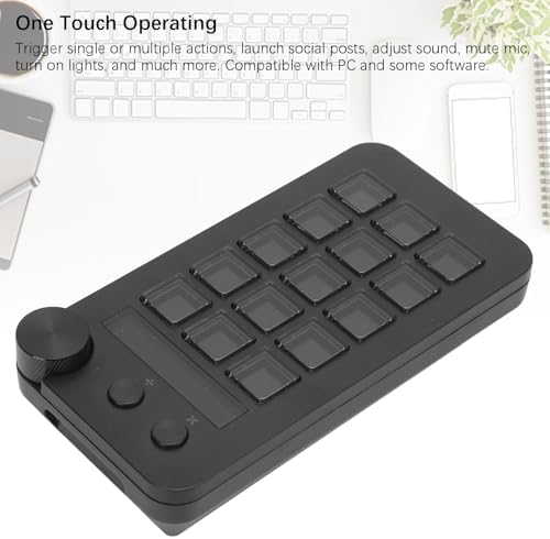 Stream Controller, Stream Control Deck with Knob 15 Macro Keys, Customizable Visual Keyboard Trigger Actions in Apps Software for PC, LCD Keys Stream Controller (Black) - Image 6