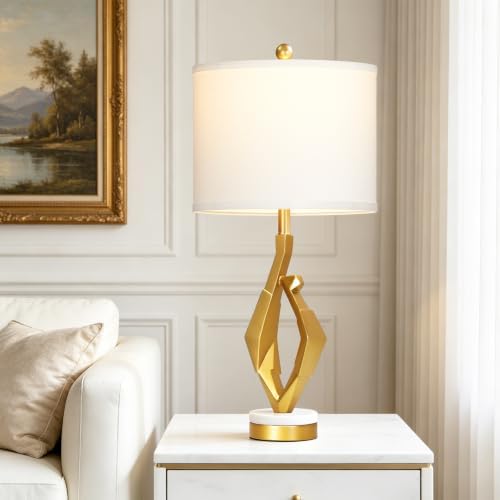 CINSARY 30" Tall White and Gold Table Lamps Set of 2 for Living Room - Image 5