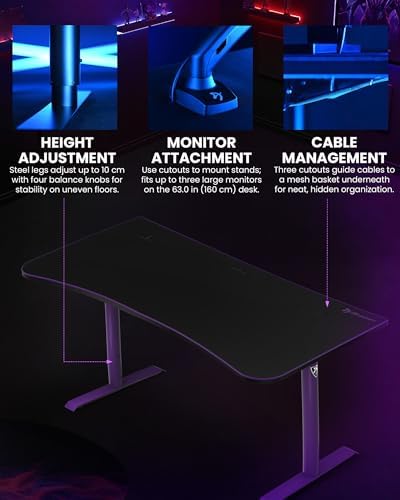 Arozzi Arena Ultrawide Curved Gaming Desk Purple - Image 3
