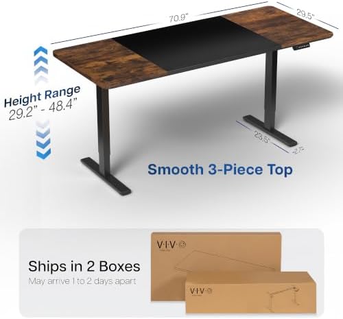 VIVO Black/Vintage Brown 71 x 30 in Standing Desk, DESK-KIT-1B7BN - Image 3