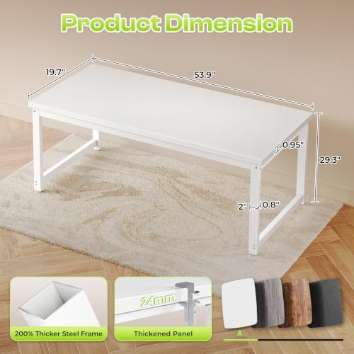 PRAISUN 54 x 19.7 Inch Computer Desk, 0.95'' Thicker, Heavy Duty, White - Image 3