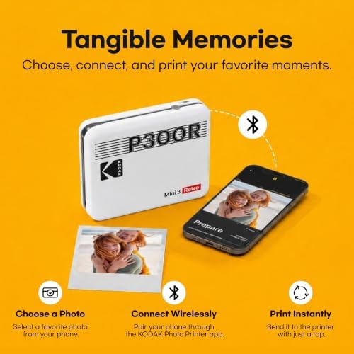 KODAK Mini 3 Retro 3x3 Portable Photo Printer, 38 Sheets Gift Bundle, White - Image 4
